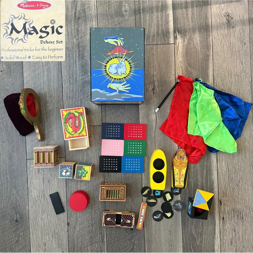VTG Melissa & Doug Magic Deluxe Set Wooden Professional Tricks for Beginners Box